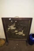 NEEDLEWORK FIRE SCREEN DECORATED WITH BIRDS