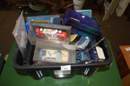 BOX OF VARIOUS TOY CARS TO INCLUDE SOME REMOTE CONTROL