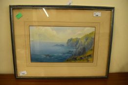 R. Cooper, Coastal Cliff scene, watercolour, signed, framed and glazed.