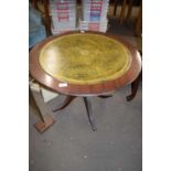 REPRODUCTION LEATHER TOPPED CIRCULAR COFFEE TABLE