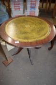 REPRODUCTION LEATHER TOPPED CIRCULAR COFFEE TABLE