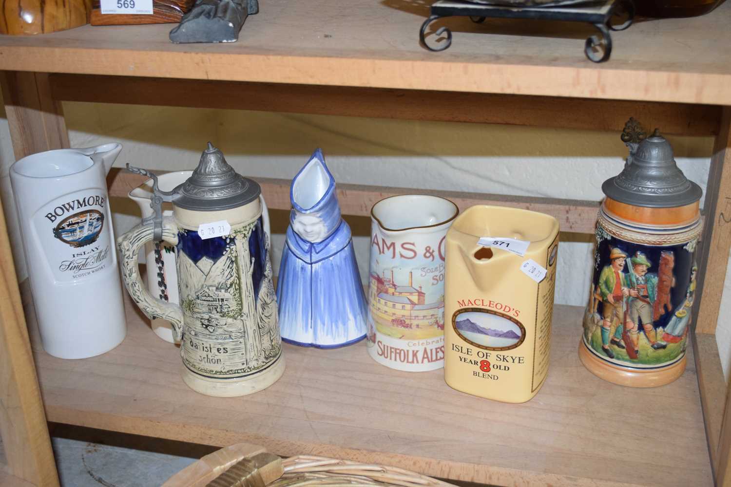 VARIOUS MODERN PUB JUGS, BEER STEIN ETC