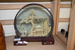 CHINESE CORK DIORAMA PICTURE IN GLAZED CASE