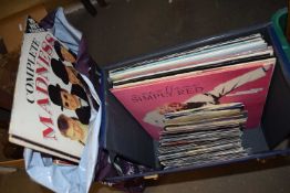 BOX AND A BAG OF MIXED RECORDS