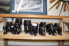 COLLECTION OF SMALL EBONY ELEPHANTS