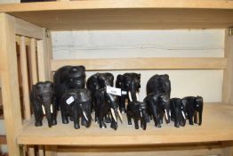 COLLECTION OF SMALL EBONY ELEPHANTS