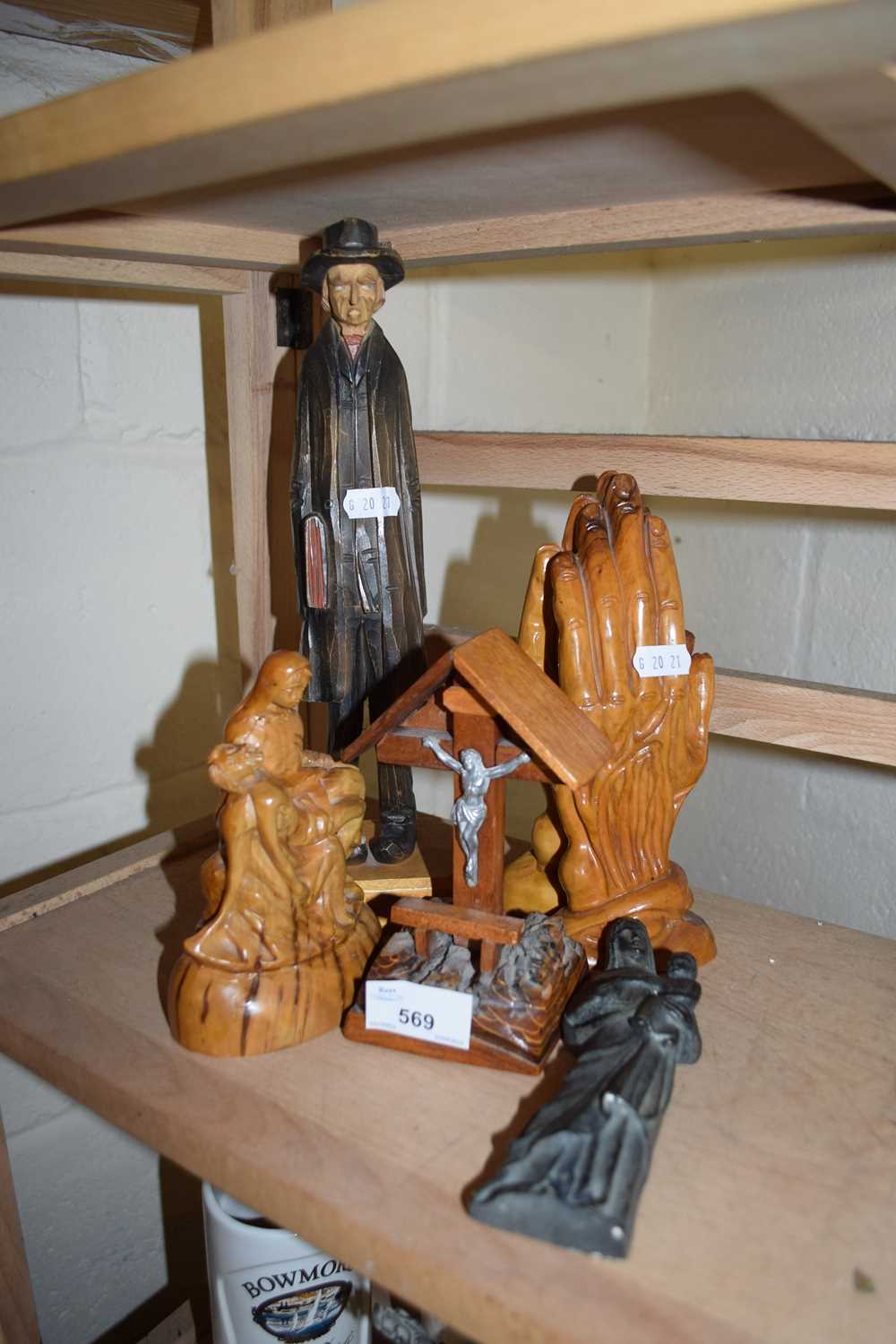VARIOUS WOODEN ORNAMENTS TO INCLUDE SOME RELIGIOUS INTEREST