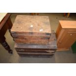 WOOD BOUND DOME TOP TRUNK AND A FURTHER SMALL PINE TRUNK