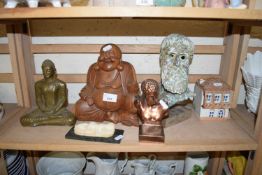 VARIOUS BUDDHA ORNAMENTS, REPRODUCTION ROMAN STYLE FIGURES ETC