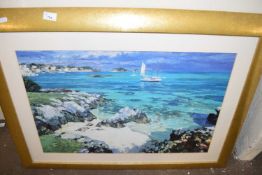 COLOURED PRINT, MEDITERRANEAN SEASCAPE, F/G