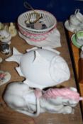 FISH SHAPED SERVING DISH, MODEL UNICORN, VARIOUS SERVING BOWLS ETC