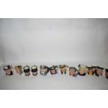 TWELVE SMALL CHARACTER JUGS TO INCLUDE, GULLIVER, REGENCY BAU, UGLY DUCHESS AND OTHERS, (12)