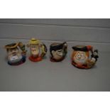 FOUR ROYAL DOULTON CHARACTER JUGS 'DESPERATE DAN', 'PLUG', 'DENNIS AND GNASHER' AND 'MINI THE