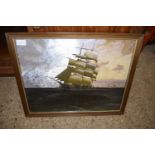 HOLOGRAPHIC PICTURE OF A TALL SHIP ON ROUGH SEAS