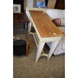 20TH CENTURY OAK TOP AND CREAM PAINTED RECTANGULAR HALL TABLE, 100CM WIDE