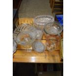 VARIOUS GLASS BOWLS,JUG ETC