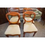 SET OF FOUR VICTORIAN BALLOON BACK DINING CHAIRS WITH TURNED FRONT LEGS