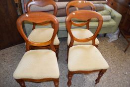 SET OF FOUR VICTORIAN BALLOON BACK DINING CHAIRS WITH TURNED FRONT LEGS