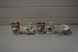 STAFFORDSHIRE FIGURES, CRESTED WARES ETC