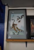 20TH CENTURY CHINESE THREE DIMENSIONAL PICTURE OF A TIGER FRAMED AND GLAZED 60CM