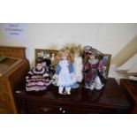 FIVE MODERN PORCELAIN HEADED DOLLS