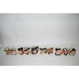 TEN SMALL ROYAL DOULTON CHARACTER JUGS TO INCLUDE RIP VAN WINKLE, THE SNOOKER PLAYER, SAM JOHNSON