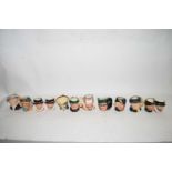 TWELVE SMALL ROYAL DOULTON CHARACTER JUGS TO INCLUDE PEARLY KING, ROBIN HOOD, ARMADA, PEARLY QUEEN