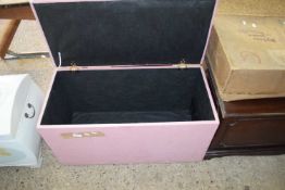 PINK UPHOLSTERED BLANKET BOX, 81CM WIDE