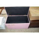 PINK UPHOLSTERED BLANKET BOX, 81CM WIDE