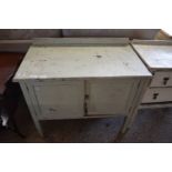 EARLY 20TH CENTURY CREAM PAINTED TWO DOOR SIDE CABINET, 91CM WIDE