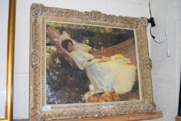 AFTER ALFRED MUNNINGS, THE ARBO TEXTURED PRINT IN ANTIQUE STYLE FRAME, 69CM