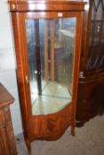 REPRODUCTION CONTINENTAL STYLE SERPENTINE FRONT MAHOGANY DISPLAY CABINET ON CABRIOLE LEGS