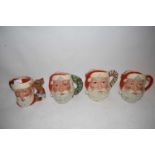 FOUR ROYAL DOULTON SANTA CHARACTER JUGS VARIOUS DESIGNS (4)