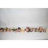 TWELVE VARIOUS SMALL ROYAL DOULTON CHARACTER JUGS TO INCLUDE MAD HATTER, SHAKESPEARE, THE POACHER
