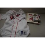 BASEBALL INTEREST - CLEVELAND INDIANS BASEBALL SHIRT, 1994 SPRING TRAINING MAGAZINE WITH VARIOUS