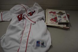 BASEBALL INTEREST - CLEVELAND INDIANS BASEBALL SHIRT, 1994 SPRING TRAINING MAGAZINE WITH VARIOUS