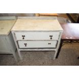 WHITE PAINTED TWO DRAWER CHEST, 76CM WIDE