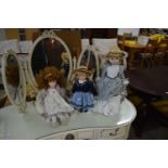 THREE PORCELAIN HEADED DOLLS