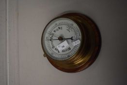 BRASS CASED SHIPS ANEROID BAROMETER