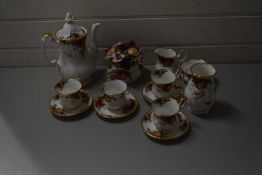 COLLECTION OF ROYAL ALBERT OLD COUNTRY ROSE COFFEE WARES AND RELATED ITEMS