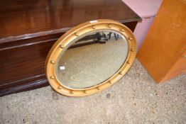 20TH CENTURY BEVELLED OVAL MIRROR, 59CM WIDE