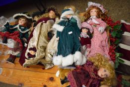 COLLECTION OF PORCELAIN HEADED DOLLS