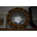 MODERN CIRCULAR CONVEX WALL MIRROR IN GILT EFFECT FRAME 49CM