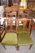 SET OF FOUR LATE 19TH OR EARLY 20TH CENTURY DINING CHAIRS WITH PIERCED BACKS
