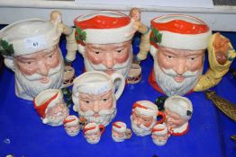 COLLECTION OF ROYAL DOULTON SANTA CLAUS AND MRS CLAUS CHARACTER JUGS, VARIOUS SIZES