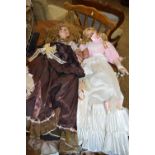 KNIGHTSBRIDGE COLLECTION PORCELAIN DOLLS 'DAVINA' AND 'INGRID' (2)