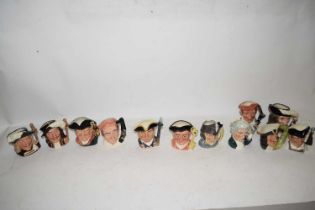 TWELVE SMALL ROYAL DOULTON CHARACTER JUGS TO INCLUDE CHARACTER JUGS FROM WILLIAMSBURG EDITION