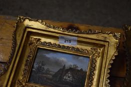 JOHN MACE TWO SMALL GILT FRAMED OIL ON BOARD STUDIES 22CM