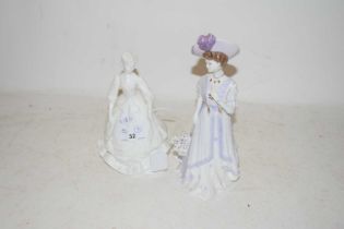 ROYAL WORCESTER FIGURINE 'LADY VIOLET' AND FURTHER FIGURE 'CHARITY' (2)