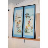 TWO 20TH CENTURY CHINESE THREE DIMENTIONAL PICTURES OF DANCING LADIES 84CM